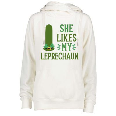 She Likes My Leprechaun Funny Saint PatrickS Day Couple Sex Joke Funny Womens Funnel Neck Pullover Hood