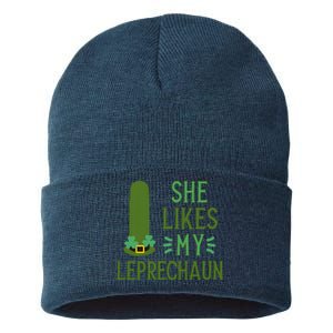 She Likes My Leprechaun Funny Saint PatrickS Day Couple Sex Joke Funny Sustainable Knit Beanie