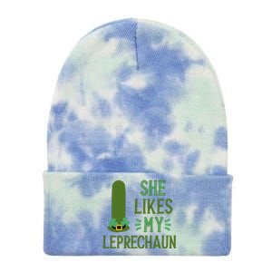 She Likes My Leprechaun Funny Saint PatrickS Day Couple Sex Joke Funny Tie Dye 12in Knit Beanie