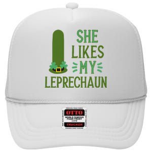 She Likes My Leprechaun Funny Saint PatrickS Day Couple Sex Joke Funny High Crown Mesh Back Trucker Hat