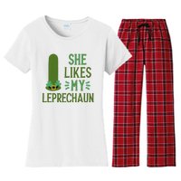 She Likes My Leprechaun Funny Saint PatrickS Day Couple Sex Joke Funny Women's Flannel Pajama Set