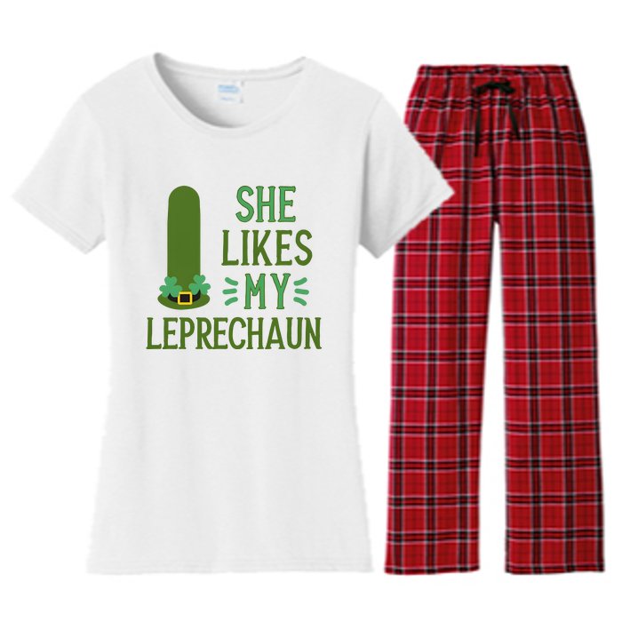 She Likes My Leprechaun Funny Saint PatrickS Day Couple Sex Joke Funny Women's Flannel Pajama Set