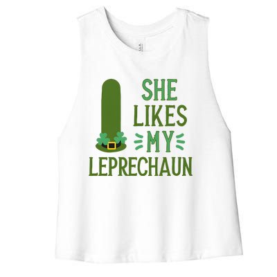 She Likes My Leprechaun Funny Saint PatrickS Day Couple Sex Joke Funny Women's Racerback Cropped Tank