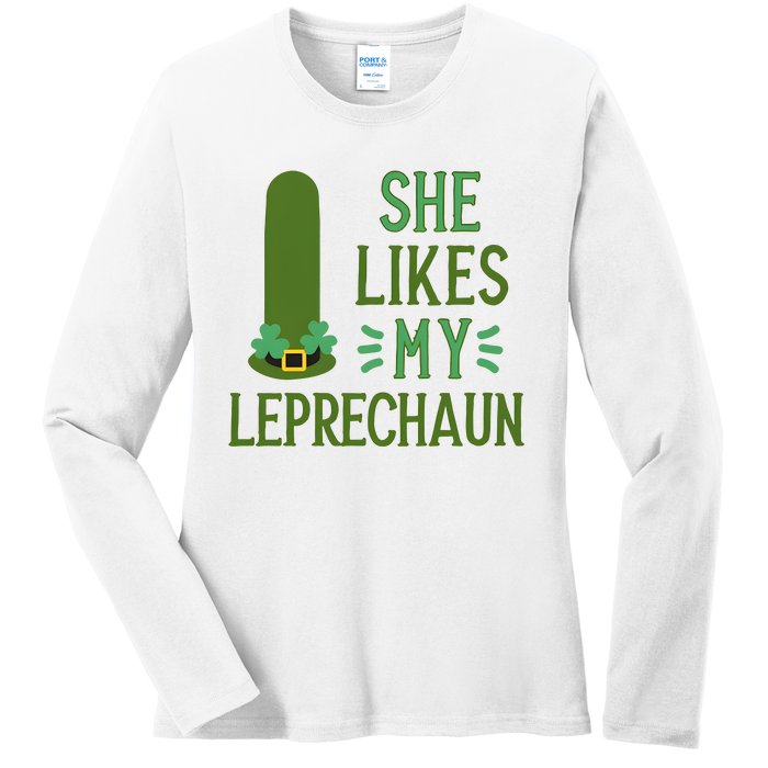 She Likes My Leprechaun Funny Saint PatrickS Day Couple Sex Joke Funny Ladies Long Sleeve Shirt