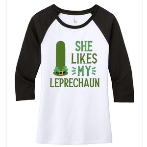 She Likes My Leprechaun Funny Saint PatrickS Day Couple Sex Joke Funny Women's Tri-Blend 3/4-Sleeve Raglan Shirt