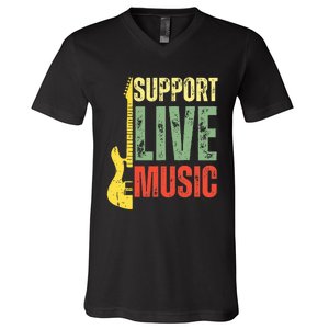 Support Live Music Lovers Music Concert Festival Local Bands V-Neck T-Shirt