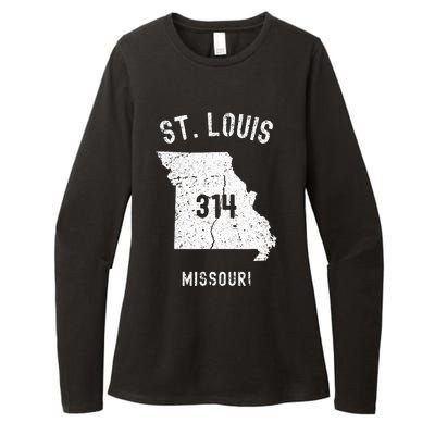 St. Louis Missouri Mo 314 Vintage Athletic Style Womens CVC Long Sleeve Shirt