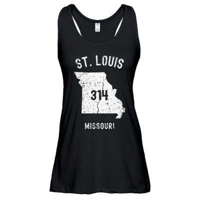 St. Louis Missouri Mo 314 Vintage Athletic Style Ladies Essential Flowy Tank