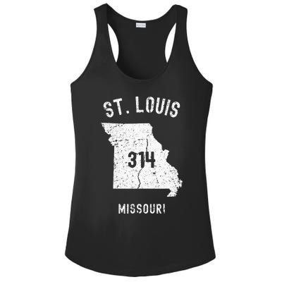 St. Louis Missouri Mo 314 Vintage Athletic Style Ladies PosiCharge Competitor Racerback Tank