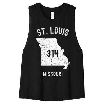 St. Louis Missouri Mo 314 Vintage Athletic Style Women's Racerback Cropped Tank