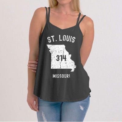 St. Louis Missouri Mo 314 Vintage Athletic Style Women's Strappy Tank