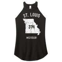 St. Louis Missouri Mo 314 Vintage Athletic Style Women’s Perfect Tri Rocker Tank