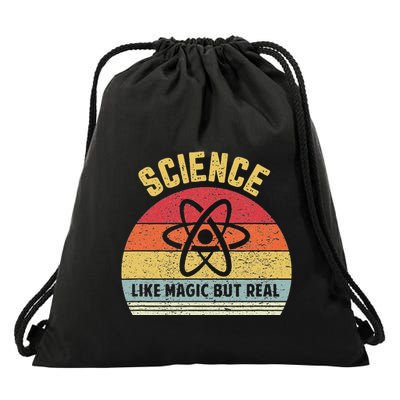 Science Like Magic But Real Funny Retro Science Teacher Drawstring Bag