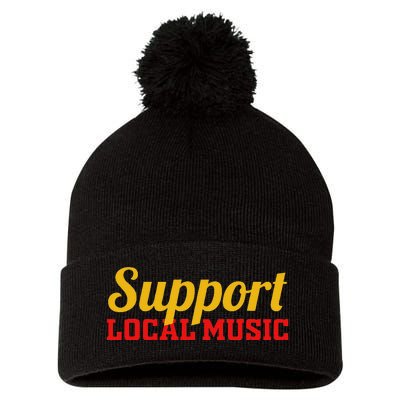 Support Local Music Finest Art Musician Bands Store Vinyl Pom Pom 12in Knit Beanie