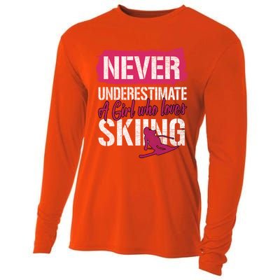 Ski Lovers Never Underestimate A Who Loves Skiing Gift Meaningful Gift Cooling Performance Long Sleeve Crew