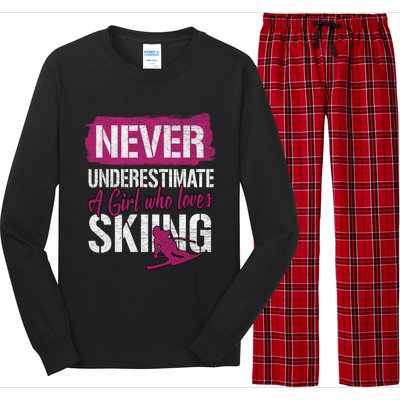 Ski Lovers Never Underestimate A Who Loves Skiing Gift Meaningful Gift Long Sleeve Pajama Set