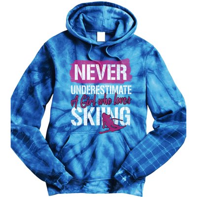 Ski Lovers Never Underestimate A Who Loves Skiing Gift Meaningful Gift Tie Dye Hoodie