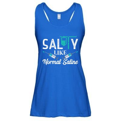 Salty Like Normal Saline Funny Nurse School Therapist Gift Cool Gift Ladies Essential Flowy Tank