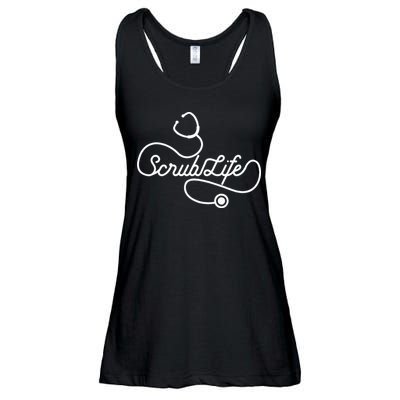 Scrub Life Nurse Doctor Stethoscope Passionate Medical RN Ladies Essential Flowy Tank