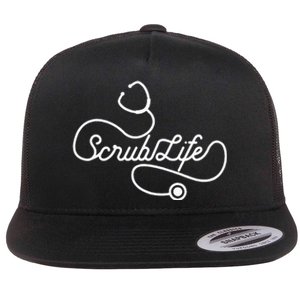 Scrub Life Nurse Doctor Stethoscope Passionate Medical RN Flat Bill Trucker Hat