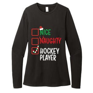 SantaS List Nice Or Naughty Christmas Fun Hockey Player Cute Gift Womens CVC Long Sleeve Shirt