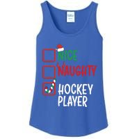 SantaS List Nice Or Naughty Christmas Fun Hockey Player Cute Gift Ladies Essential Tank