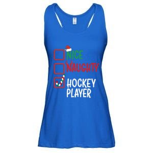 SantaS List Nice Or Naughty Christmas Fun Hockey Player Cute Gift Ladies Essential Flowy Tank