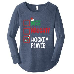 SantaS List Nice Or Naughty Christmas Fun Hockey Player Cute Gift Women's Perfect Tri Tunic Long Sleeve Shirt