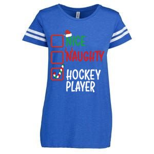 SantaS List Nice Or Naughty Christmas Fun Hockey Player Cute Gift Enza Ladies Jersey Football T-Shirt