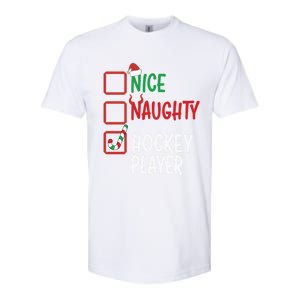 SantaS List Nice Or Naughty Christmas Fun Hockey Player Cute Gift Softstyle CVC T-Shirt