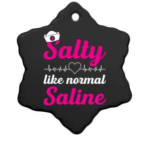 Salty Like Normal Saline Heartbeat Graphic Gift Ceramic Star Ornament