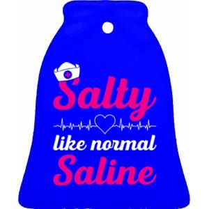 Salty Like Normal Saline Heartbeat Graphic Gift Ceramic Bell Ornament