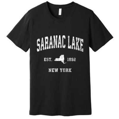 Saranac Lake New York Ny Vintage Athletic Sports Design Premium T-Shirt