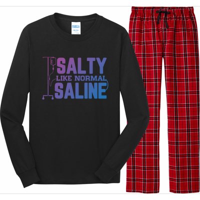 Salty Like Normal Saline Nurse Funny Nursing Cna Rn Lpn Gift Long Sleeve Pajama Set