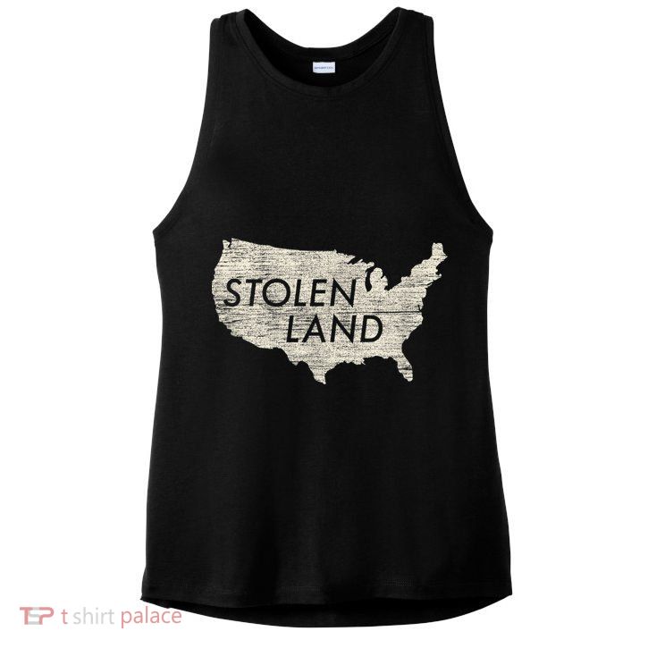 Stolen Land Native American Indigenous Ladies PosiCharge Tri-Blend Wicking Tank