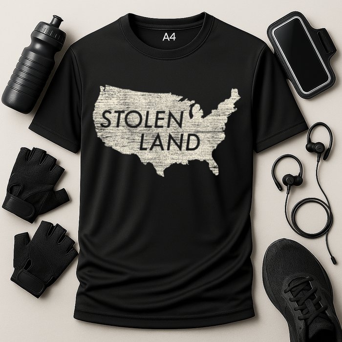 Stolen Land Native American Indigenous Cooling Performance Crew T-Shirt