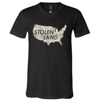 Stolen Land Native American Indigenous V-Neck T-Shirt