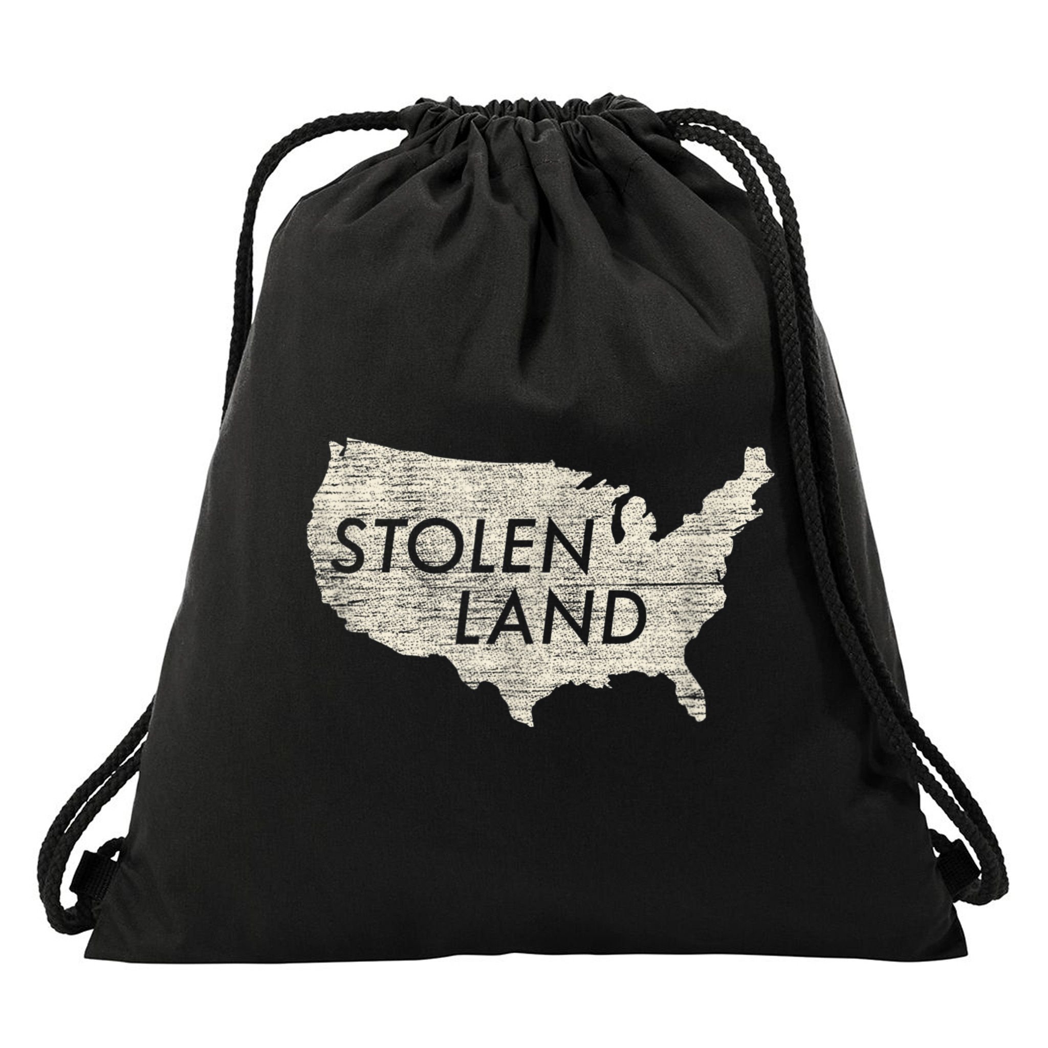 Stolen Land Native American Indigenous Drawstring Bag