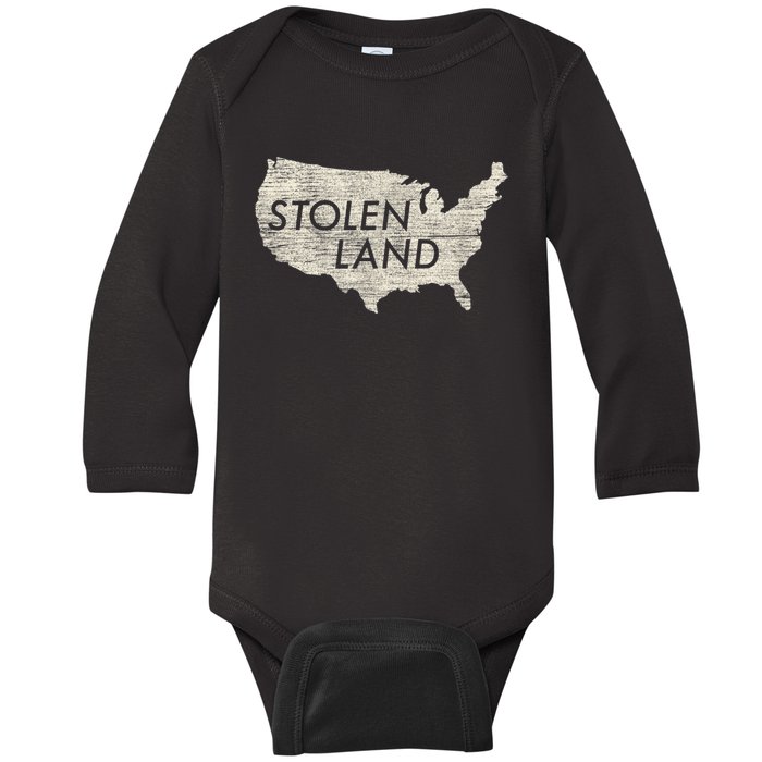 Stolen Land Native American Indigenous Baby Long Sleeve Bodysuit