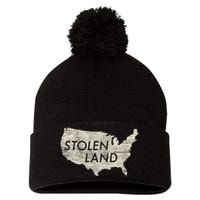 Stolen Land Native American Indigenous Pom Pom 12in Knit Beanie