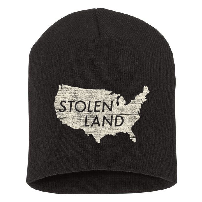 Stolen Land Native American Indigenous Short Acrylic Beanie