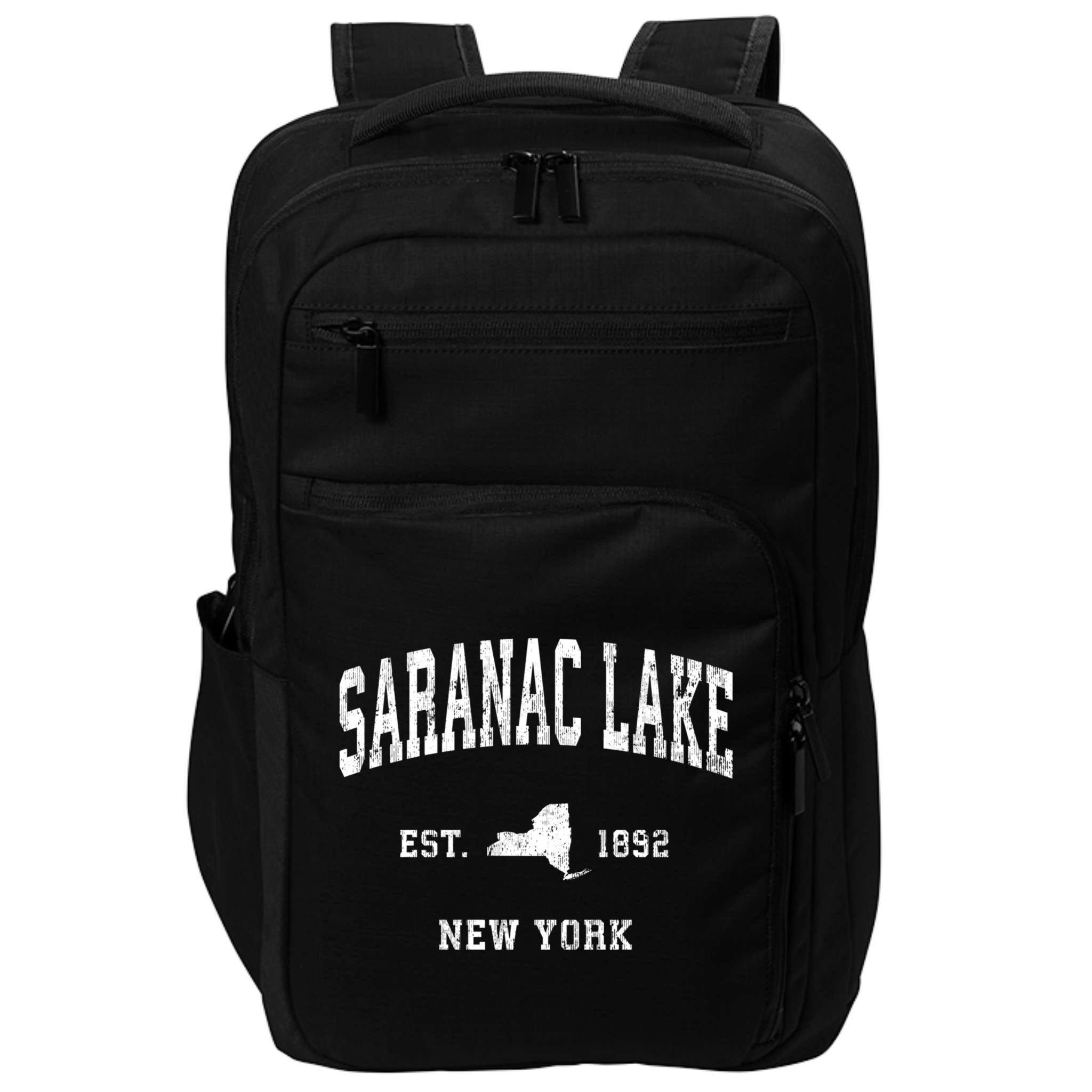 Saranac Lake New York Ny Vintage Athletic Sports Impact Tech Backpack