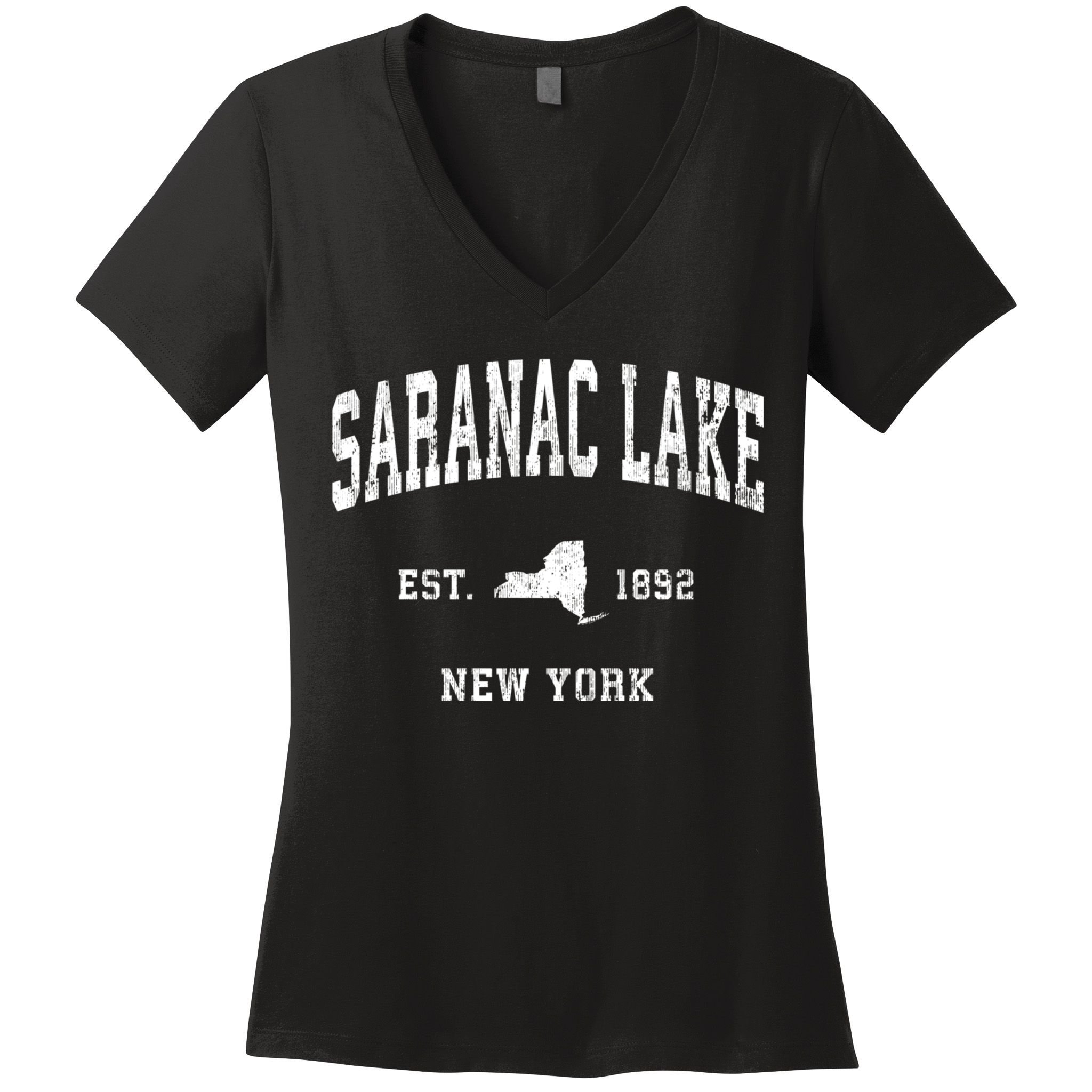 Saranac Lake New York Ny Vintage Athletic Sports Women's V-Neck T-Shirt