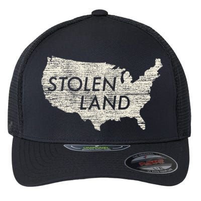 Stolen Land Native American Indigenous Flexfit Unipanel Trucker Cap