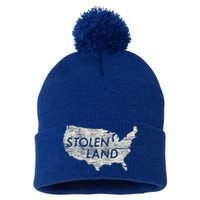 Stolen Land Native American Indigenous Pom Pom 12in Knit Beanie