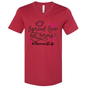 Spread Love Not Germs Funny Pharmacist Valentine V-Neck T-Shirt