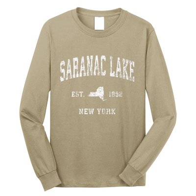 Saranac Lake New York Ny Vintage Athletic Sports Long Sleeve Shirt