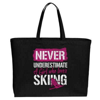 Ski Lovers Never Underestimate A Who Loves Skiing Gift Funny Gift Cotton Canvas Jumbo Tote