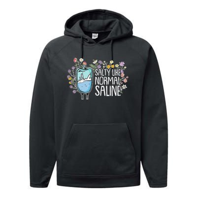 Salty Like Normal Saline Nurse Performance Fleece Hoodie