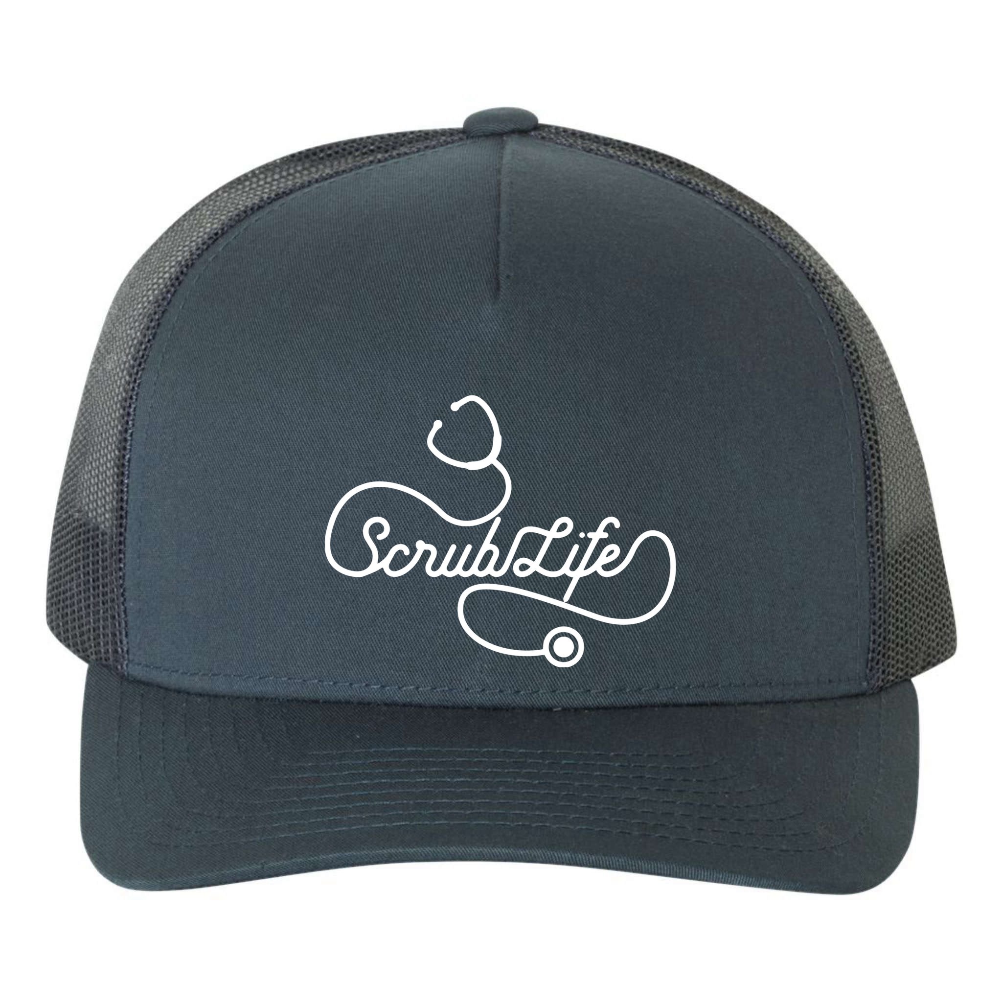 Scrub Life Nurse Doctor Stethoscope Passionate Medical RN Yupoong Adult 5-Panel Trucker Hat